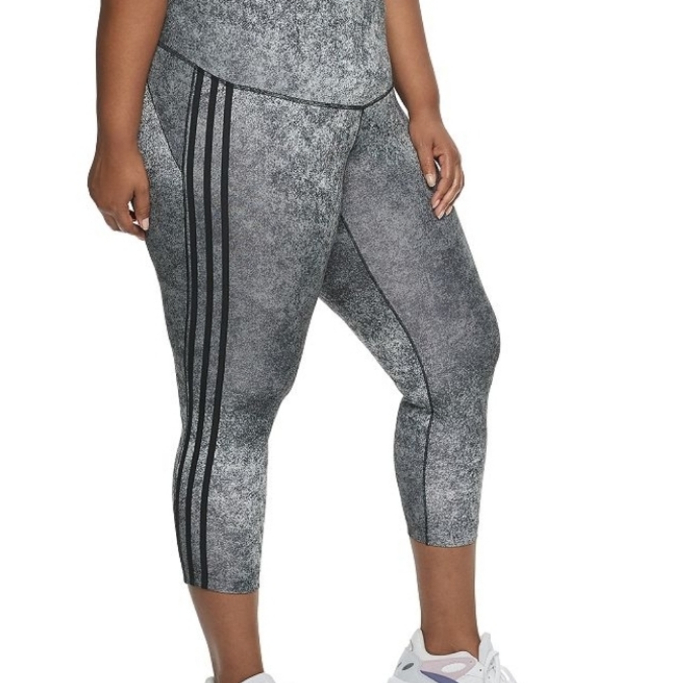 Adidas Womens 3X, BLACK and WHITE GRAPHIC PRINT LEGGINGS